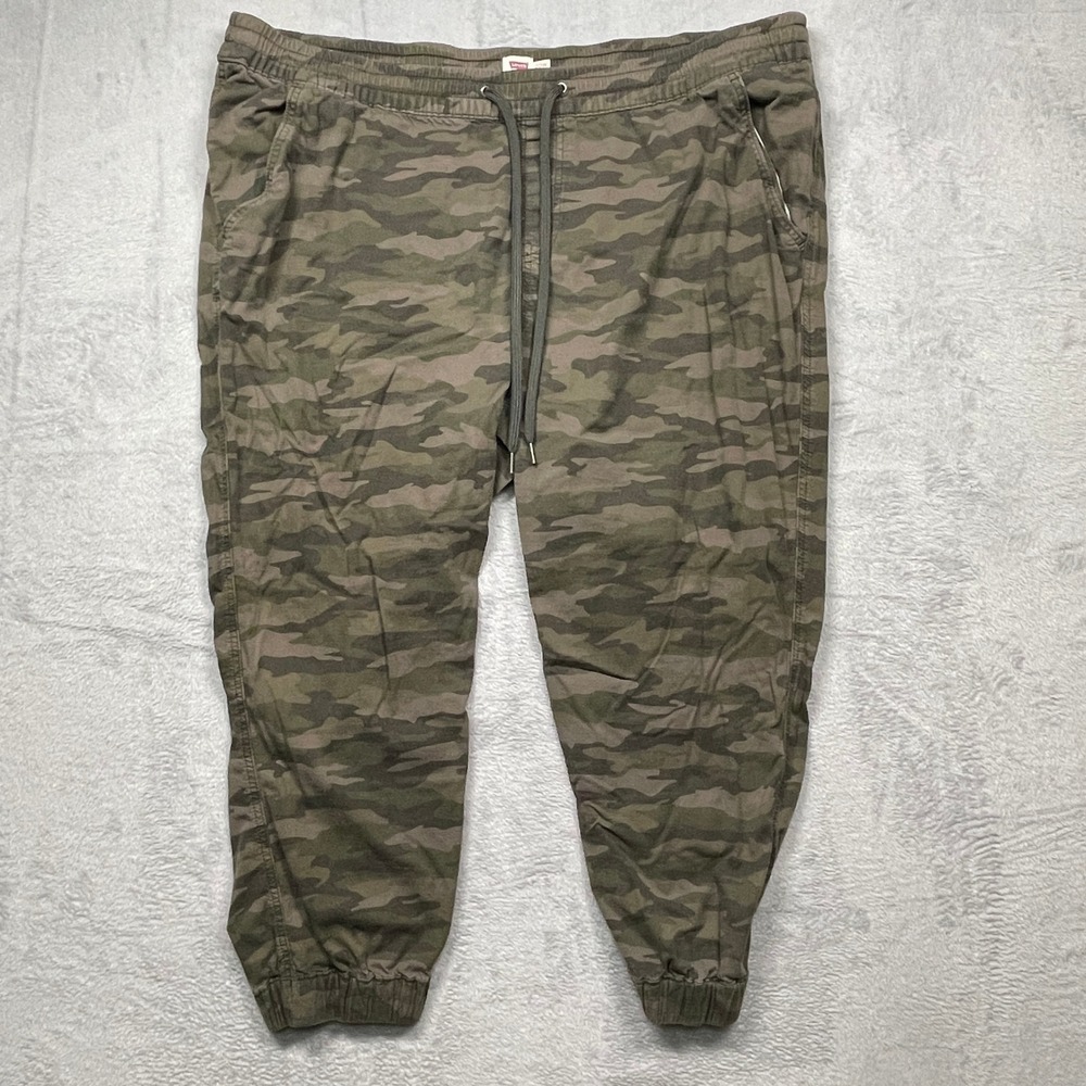 Levi's Jogger Pants Women 20W Green Camo Elastic Waist Drawstring Utility
